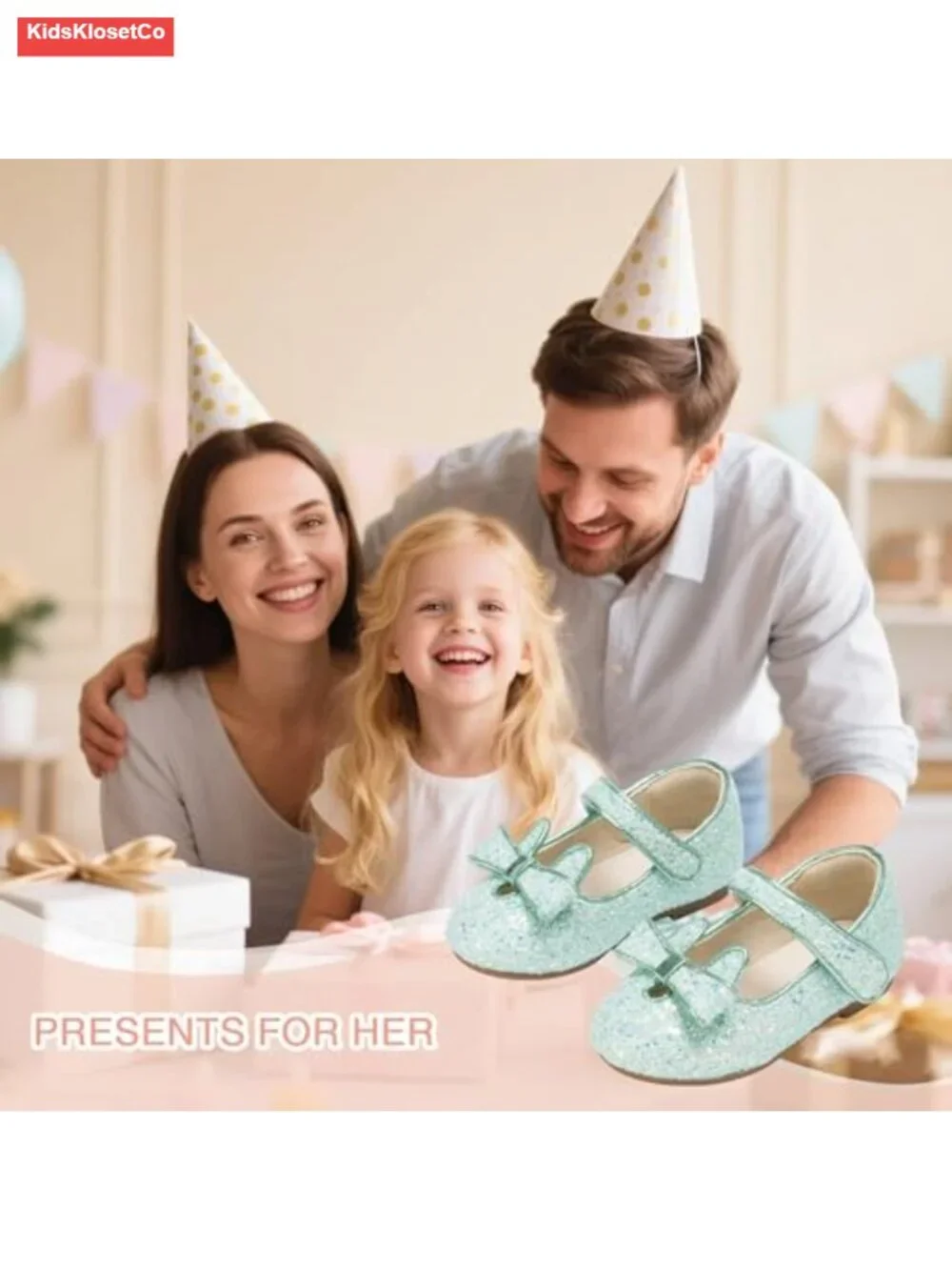 Girls Mary Jane Ballet Flats - Sparkly Shoes for Fancy Wedding
